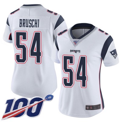 Nike New England Patriots #54 Tedy Bruschi White Women's Stitched NFL 100th Season Vapor Limited Jersey